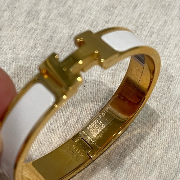 Hermes Gold and White Cuff Bracelet - Picture 3 of 5